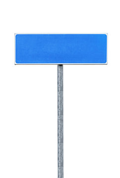 Isolated blank blue road sign