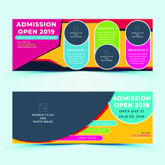 Modern advertisement design. Web cover banner event, promotion, and digital marketing for social media . Template with space for a photo, information, online business company. Vector Illustration 