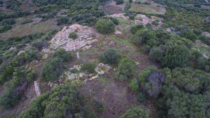 aerial view with drone of the castle torre dei doria chiaramonti santa maria goghinas in sardinia