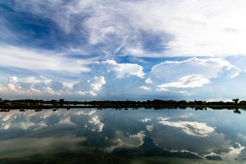 The clouds reflect the water surface during the rainy season in Thailand.