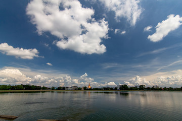 The clouds reflect the water surface during the rainy season in Thailand.