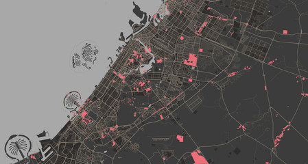 Detailed map of Dubai, UAE