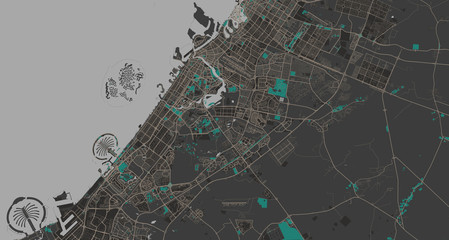 Detailed map of Dubai, UAE