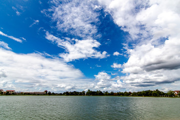 The clouds reflect the water surface during the rainy season in Thailand.