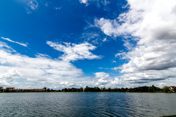 The clouds reflect the water surface during the rainy season in Thailand.