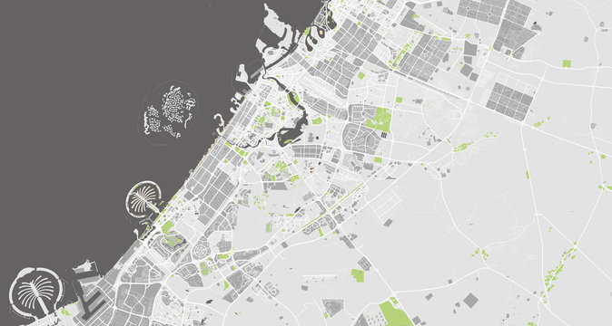 Detailed map of Dubai, UAE