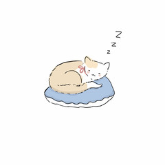 Kitten Lying On A Pillow. Illustration
