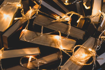 abstract, light, closeup, decoration, bright, art, burn, wood, red, yellow, above, aged, antique, black, book, books background, books isolated, christmas atmosphere, christmas decoration, christmas l