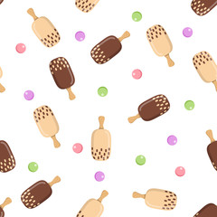 Seamless pattern with ice cream in flat style