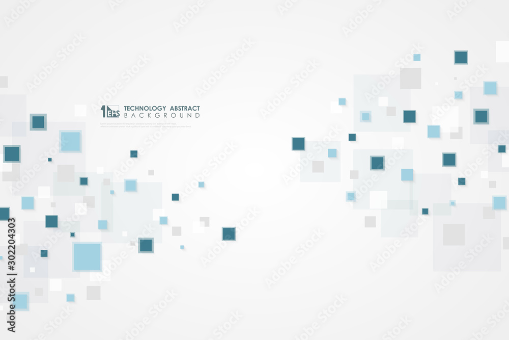 Wall mural abstract blue square technology of futuristic pattern design background. illustration vector eps10