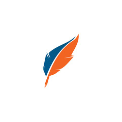 Feather pen icon logo design vector template