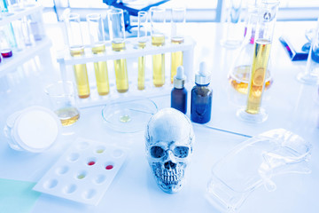 Noxious additives in cosmetics and  medicine. Equipment and science experiments, Formulating the chemical for cosmetic and  medicine laboratory research and development.