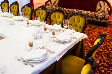 Large banquet table. Before the celebration