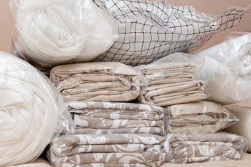 pack of bedclothes linens blanket, pillows, sheets, bedding, bedsheet