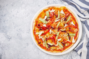 Fresh Vegetarian Vegetable Pizza. Delicious Traditional Italian