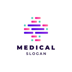 Cross medical with code dots illustration concept for logo template design.