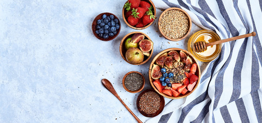 Healthy Homemade Oatmeal with Berries and seeds for Breakfast