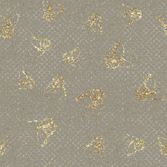 Glitter hand drawn artistic butterfly sparkling net seamless background 