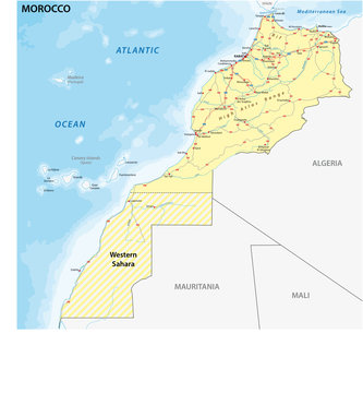 Road map of the Kingdom of Morocco