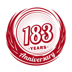 One hundred and eighty-three years anniversary celebration logotype. 183rd anniversary logo. Vector and illustration.