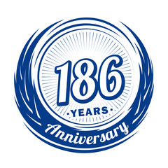 One hundred and eighty-six years anniversary celebration logotype. 186th anniversary logo. Vector and illustration.