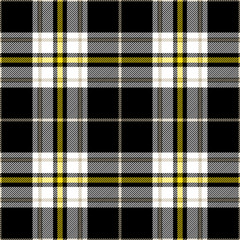Yellow, black and white tartan plaid. Stylish textile pattern.