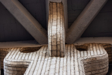 Greek bridge pylon. Greek style column. Front view.