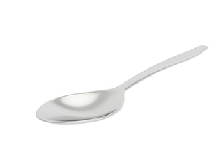 Metal chrome spoon on a white background, 3d render.