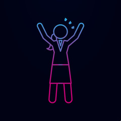 Business woman with arm raised nolan icon. Simple thin line, outline vector of businesswoman feeling and emonations icons for ui and ux, website or mobile application