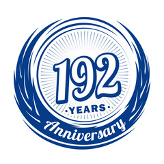 One hundred and ninety-two years anniversary celebration logotype. 192nd anniversary logo. Vector and illustration.