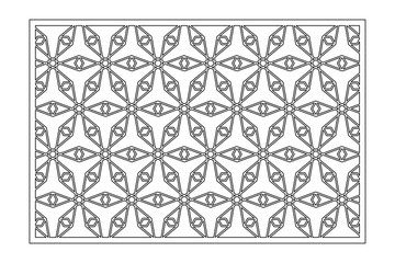 Decorative card for cutting. Geometric linear pattern. Laser cut. Ratio 2:3. Vector illustration.