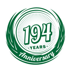One hundred and ninety-four years anniversary celebration logotype. 194th anniversary logo. Vector and illustration.