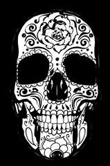 Sugar skull in monochrome