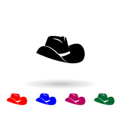 Cowboy hat multi color icon. Simple glyph, flat vector of wild west material icons for ui and ux, website or mobile application