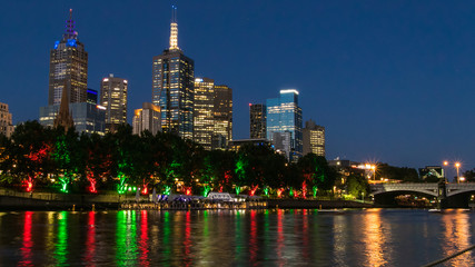 Skyline of Melbourne by night