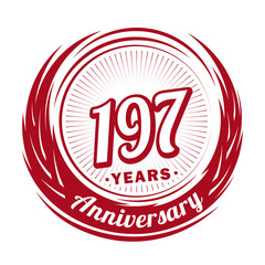 One hundred and ninety-seven years anniversary celebration logotype. 197th anniversary logo. Vector and illustration.