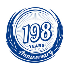 One hundred and ninety-eight years anniversary celebration logotype. 198th anniversary logo. Vector and illustration.