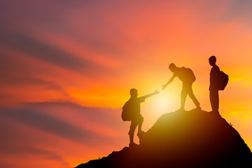 Obraz premium Climbing carrying a backpack too adventure, a new challenge.