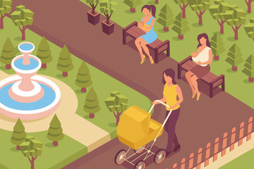 Outdoor Park Breastfeeding Composition