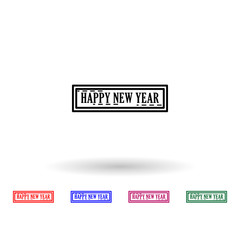 Happy new year 2019 stamp multi color icon. Simple thin line, outline vector of stamp happy new year icons for ui and ux, website or mobile application