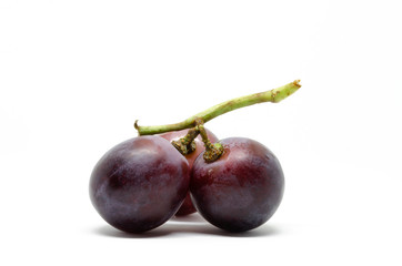 Ripe purple grape group Sweet fruit. isolated on white.