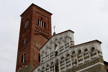 Fototapeta na wymiar Lucca, external facade of the Church of San Pietro Somaldi in the city center