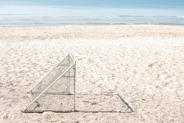 Fototapeta premium Beach soccer field to play by the sea.