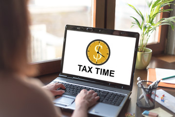 Tax time concept on a laptop screen