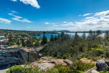 Fototapeta na wymiar View of Sydney skyline from Watson's Bay