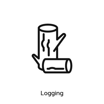 logging icon. Wood logs symbol vector symbol. Linear style sign for mobile concept and web design. Logging tree symbol illustration. Pixel vector graphics - Vector	