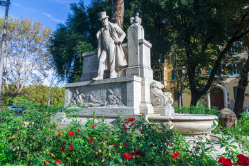 Fototapeta premium Monument to Giuseppe Gioachino Belli in the rione of Trastevere, in Rome Italy