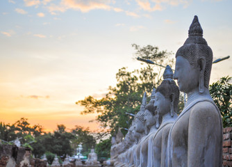 buddha statue in ayutthaya thailand.