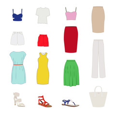 Set of women's summer clothes vector