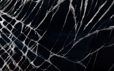 broken glass on black background closeup